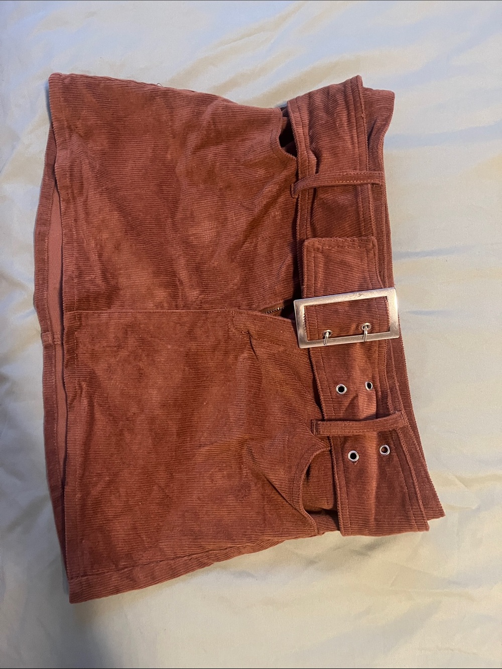 Garage Women's Mini Skirt in Rust Brown with Belt